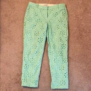 J.Crew Cafe Capri turquoise eyelet size 4